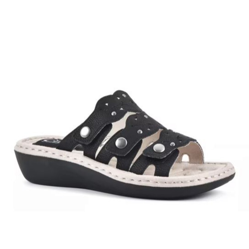 Cliffs By White Mountain Caring Black Slip On Sandals Size 7M
